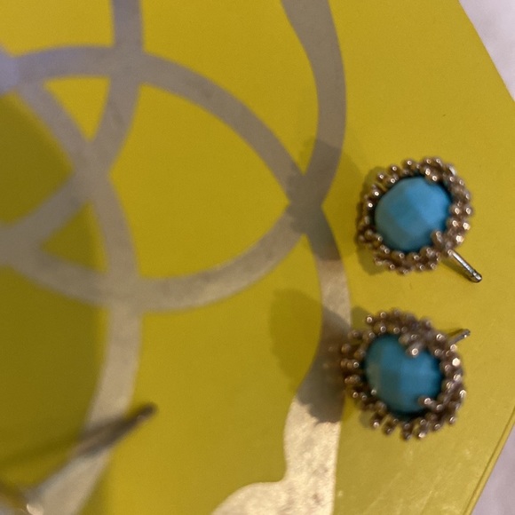 Kendra Scott Turquoise blue round stone with gold surround Earrings ** - Picture 1 of 4